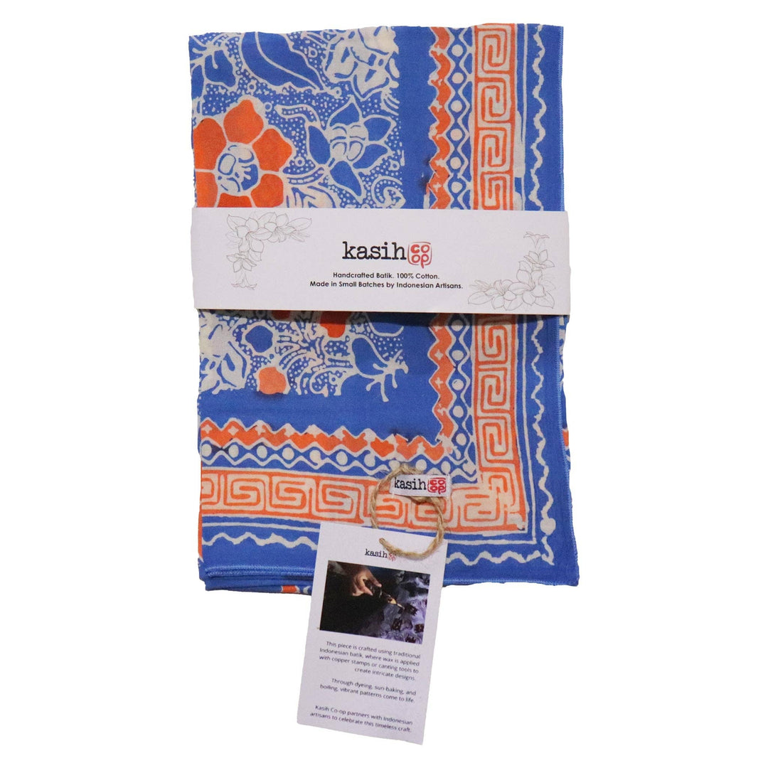 Hand Dyed Batik Bandana, 100% Soft Cotton, Sunset Sky, Blue, Orange - Meadow Collectivebandana