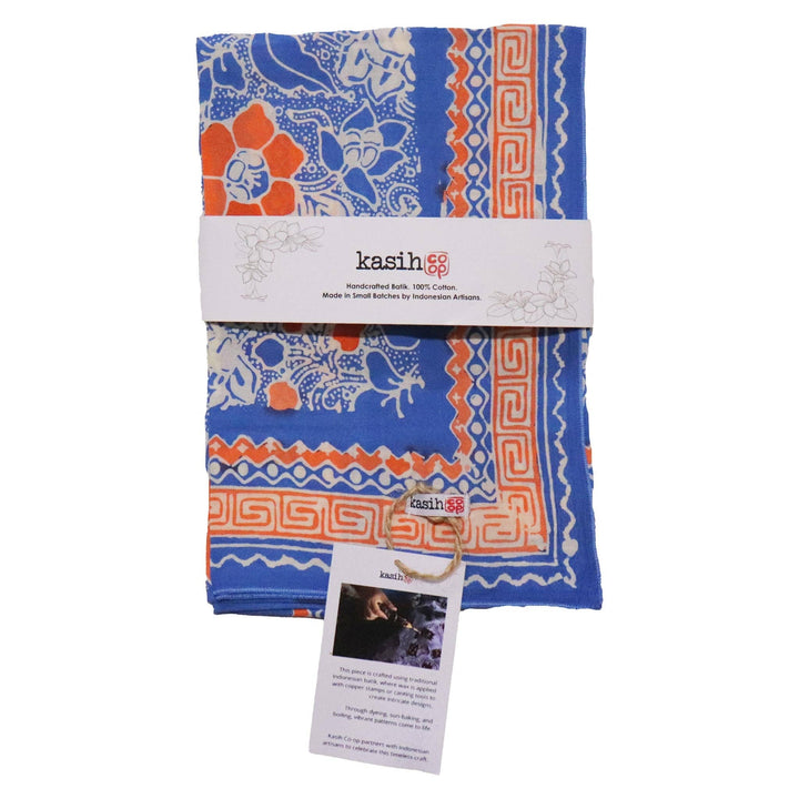 Hand Dyed Batik Bandana, 100% Soft Cotton, Sunset Sky, Blue, Orange - Meadow Collectivebandana