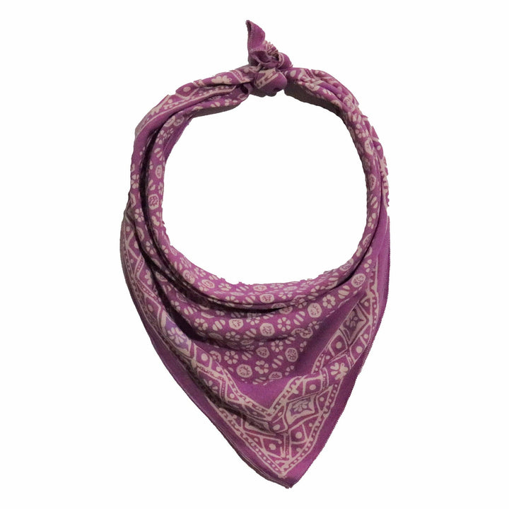 Hand Dyed Batik Bandana, 100% Soft Cotton, Timeless Trace, Purple Flower, Lilac, Lavender, Pink, Graduate&