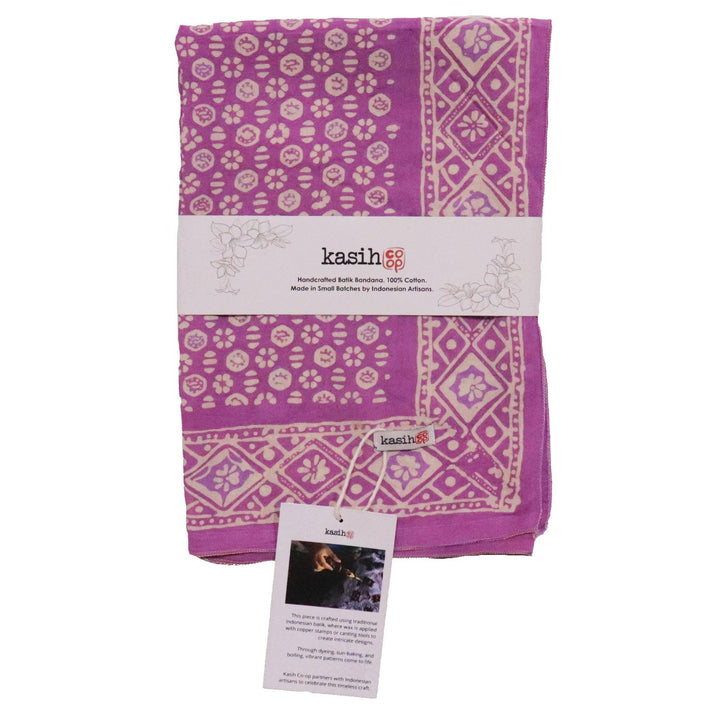 Hand Dyed Batik Bandana, 100% Soft Cotton, Timeless Trace, Purple Flower, Lilac, Lavender, Pink, Graduate&