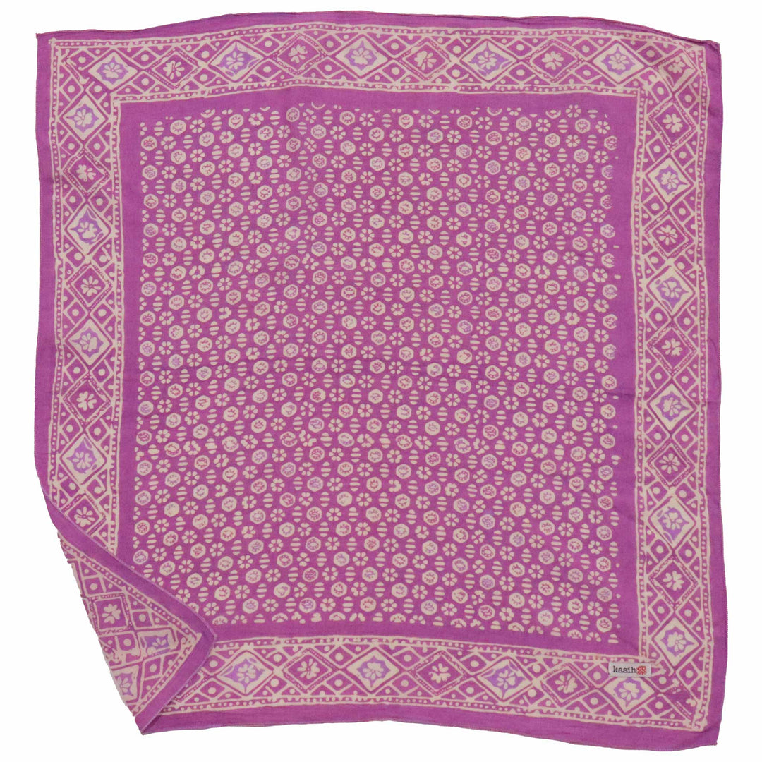 Hand Dyed Batik Bandana, 100% Soft Cotton, Timeless Trace, Purple Flower, Lilac, Lavender, Pink, Graduate&