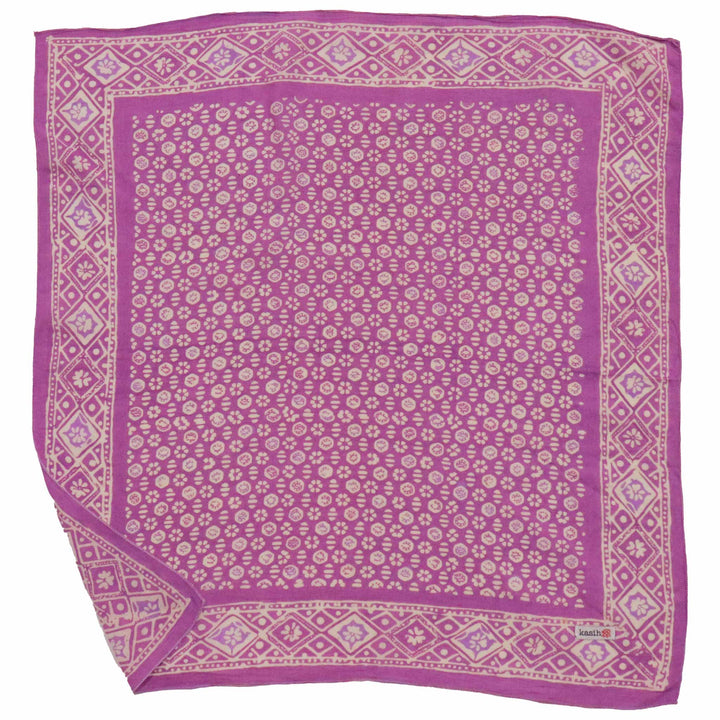 Hand Dyed Batik Bandana, 100% Soft Cotton, Timeless Trace, Purple Flower, Lilac, Lavender, Pink, Graduate&