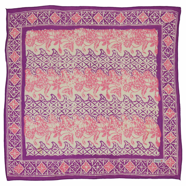 Hand Dyed Batik Bandana, 100% Soft Cotton, Vines in Purple Pink, Magenta, Hot Pink, Mother’s Day Gift - Meadow Collectivebandana
