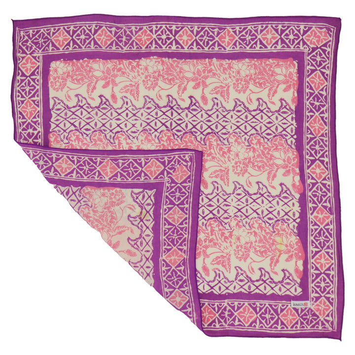 Hand Dyed Batik Bandana, 100% Soft Cotton, Vines in Purple Pink, Magenta, Hot Pink, Mother’s Day Gift - Meadow Collectivebandana