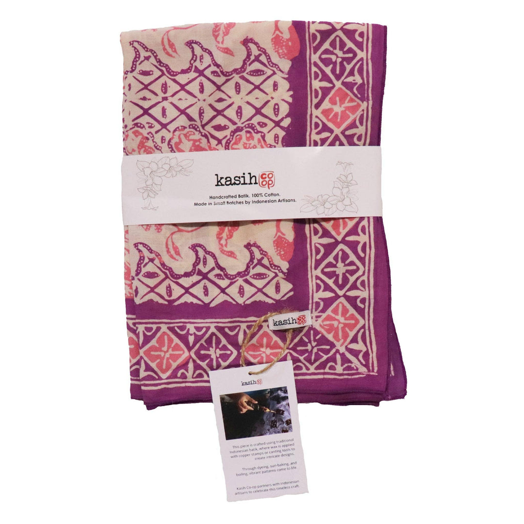 Hand Dyed Batik Bandana, 100% Soft Cotton, Vines in Purple Pink, Magenta, Hot Pink, Mother’s Day Gift - Meadow Collectivebandana