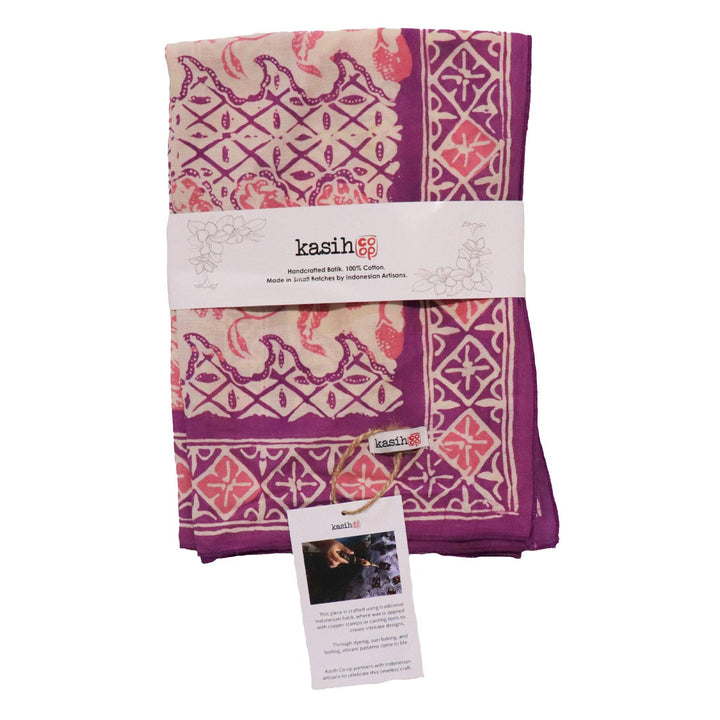 Hand Dyed Batik Bandana, 100% Soft Cotton, Vines in Purple Pink, Magenta, Hot Pink, Mother’s Day Gift - Meadow Collectivebandana