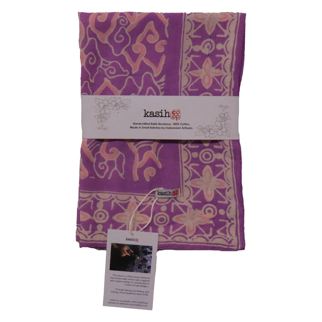 Hand Dyed Batik Bandana, 100% Soft Cotton, Violet Skies, Purple Pink - Meadow Collectivebandana