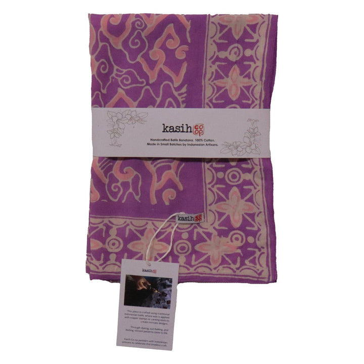 Hand Dyed Batik Bandana, 100% Soft Cotton, Violet Skies, Purple Pink - Meadow Collectivebandana
