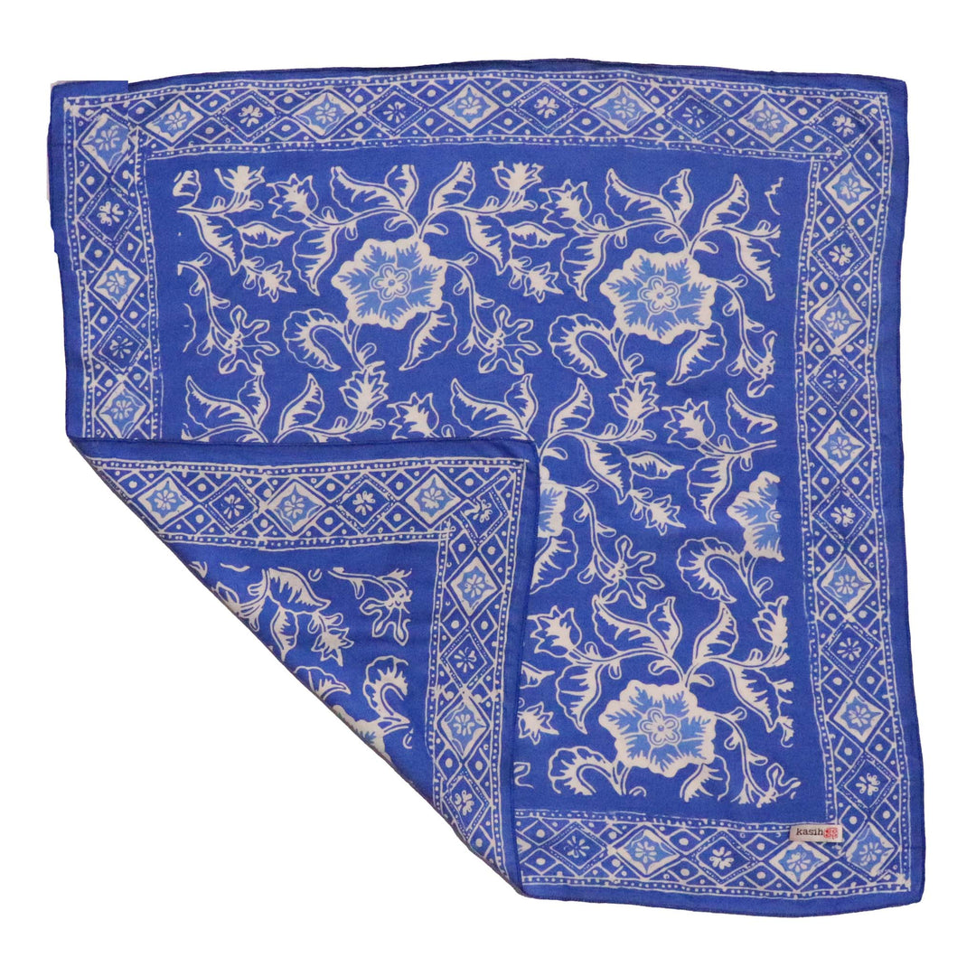 Hand Dyed Batik Bandana, Blue Tendril, 100% Cotton - Meadow Collectivebandana