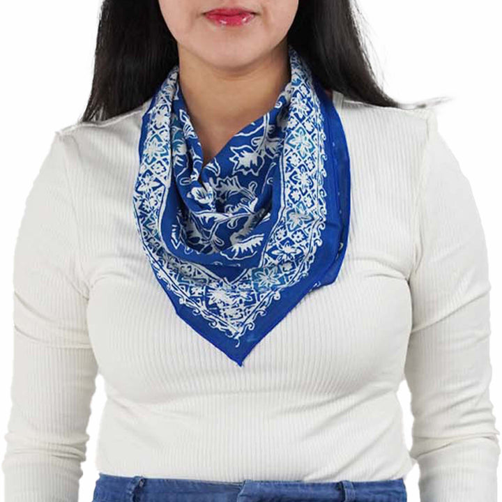 Hand Dyed Batik Bandana, Blue Tendril, 100% Cotton - Meadow Collectivebandana