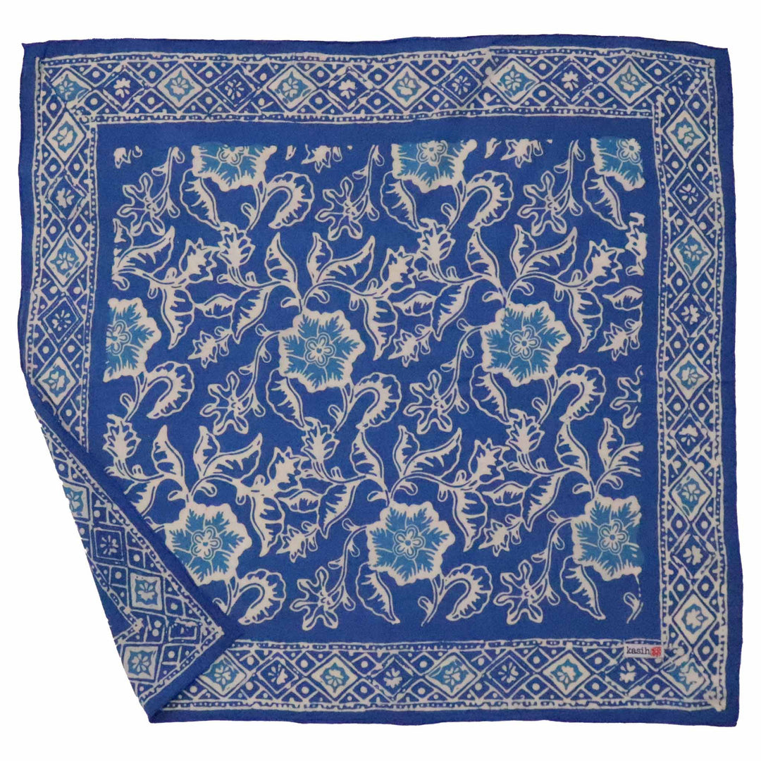 Hand Dyed Batik Bandana, Blue Tendril, 100% Cotton - Meadow Collectivebandana