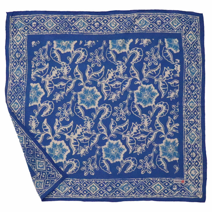 Hand Dyed Batik Bandana, Blue Tendril, 100% Cotton - Meadow Collectivebandana