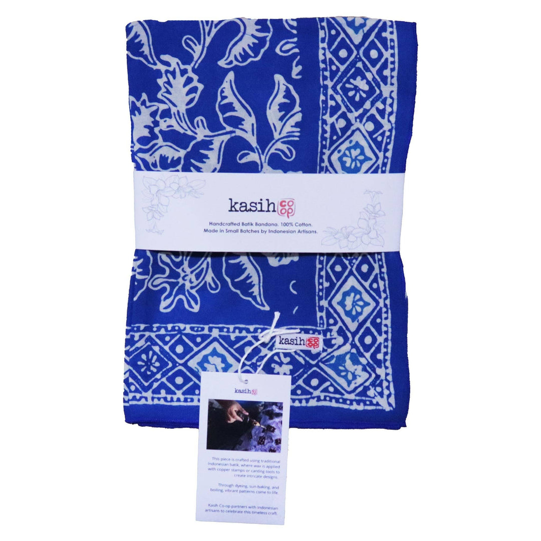 Hand Dyed Batik Bandana, Blue Tendril, 100% Cotton - Meadow Collectivebandana