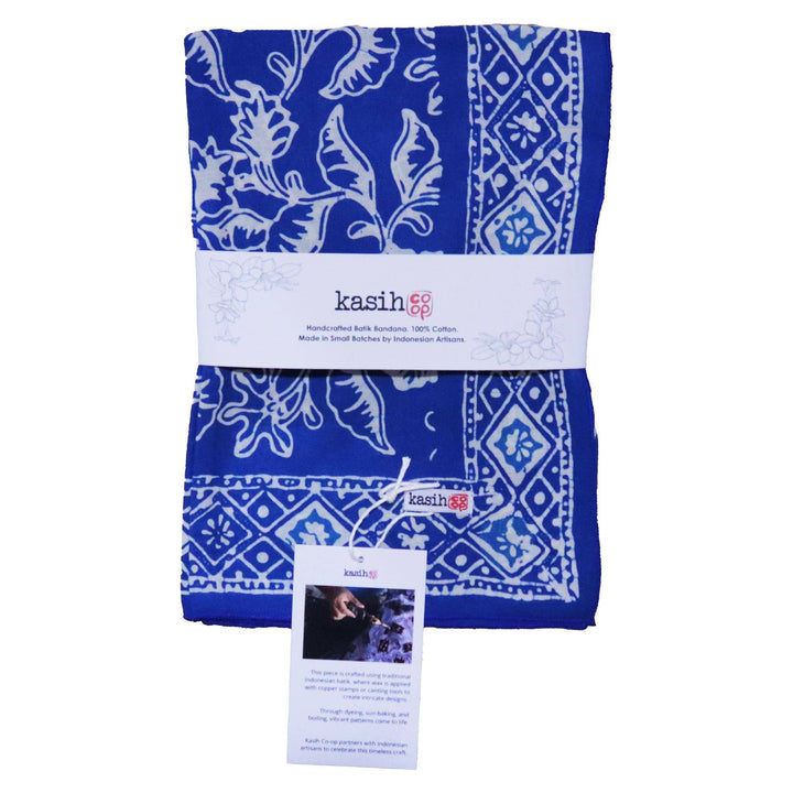 Hand Dyed Batik Bandana, Blue Tendril, 100% Cotton - Meadow Collectivebandana
