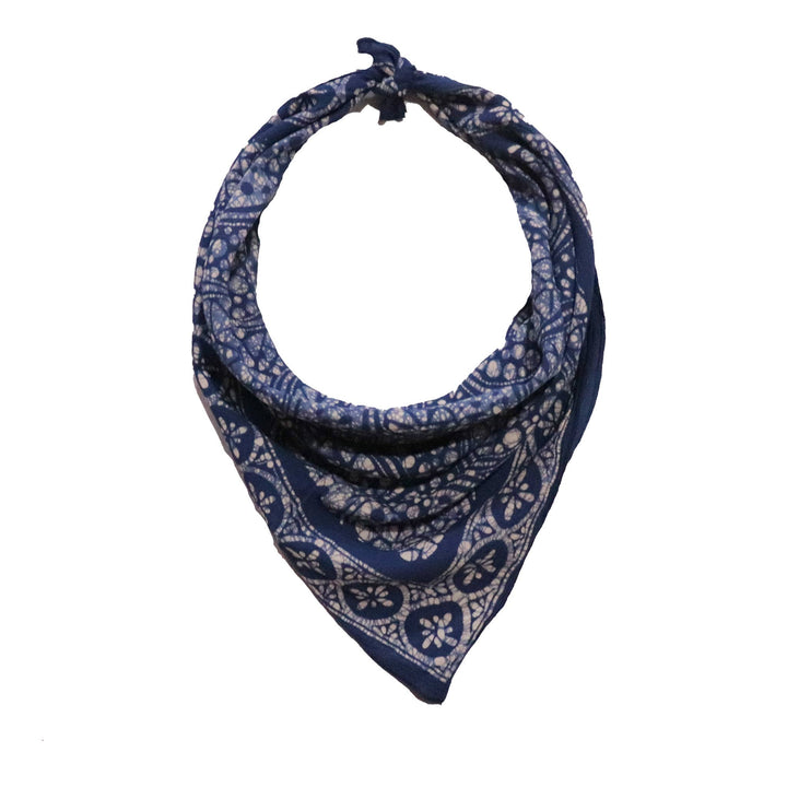Hand Dyed Batik Bandana, Blue White, Geometric, Stone Cotton - Meadow Collectivebandana