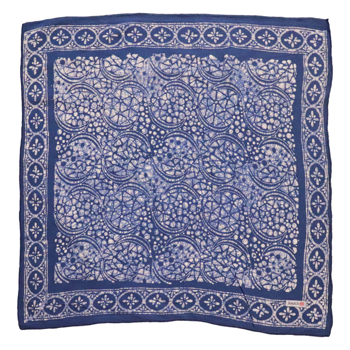 Hand Dyed Batik Bandana, Blue White, Geometric, Stone Cotton - Meadow Collectivebandana