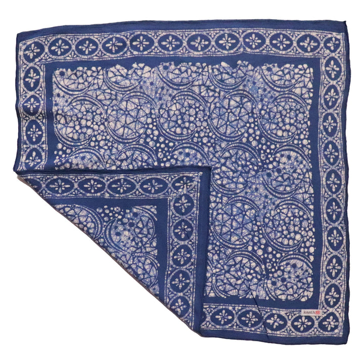 Hand Dyed Batik Bandana, Blue White, Geometric, Stone Cotton - Meadow Collectivebandana