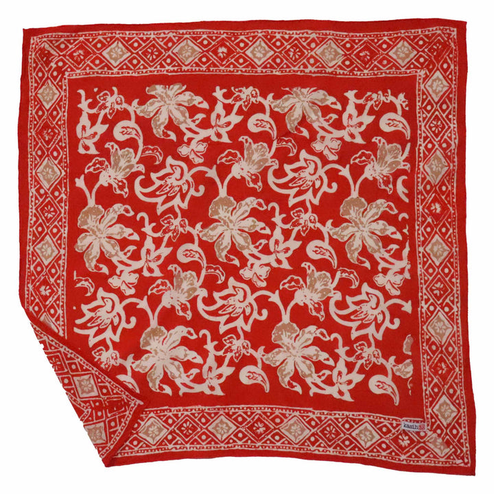 Hand Dyed, Batik Bandana, Fiery Flora, Red, Flower - Meadow Collectivebandana