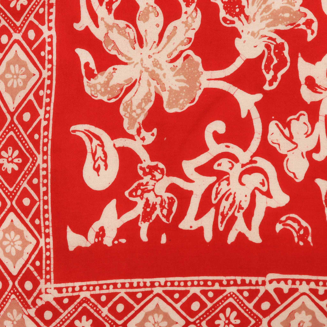 Hand Dyed, Batik Bandana, Fiery Flora, Red, Flower - Meadow Collectivebandana