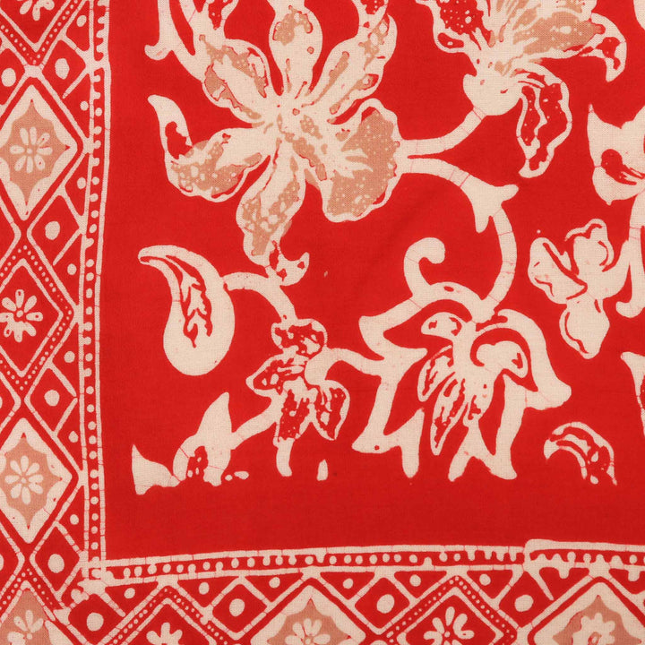 Hand Dyed, Batik Bandana, Fiery Flora, Red, Flower - Meadow Collectivebandana