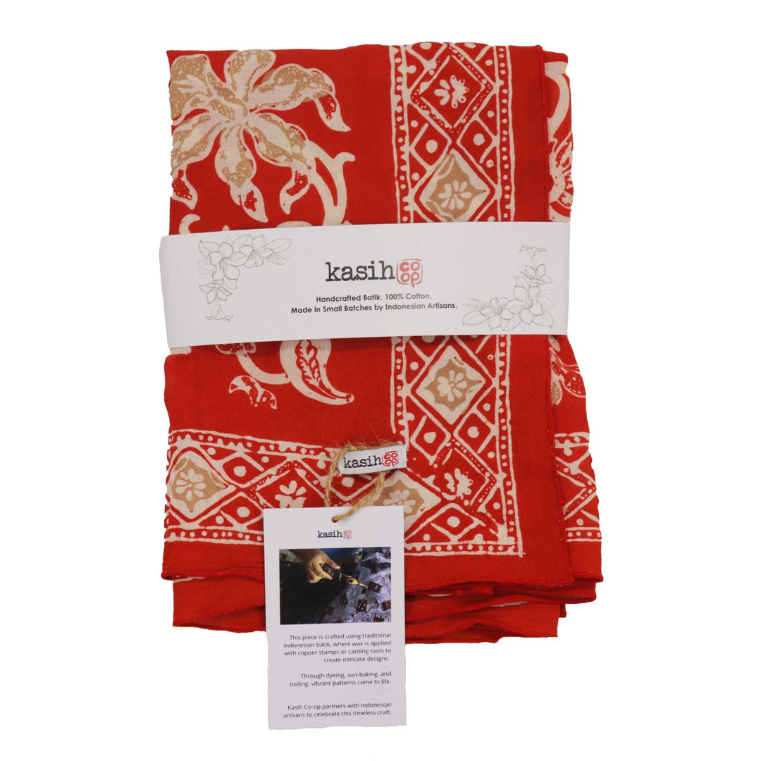Hand Dyed, Batik Bandana, Fiery Flora, Red, Flower - Meadow Collectivebandana