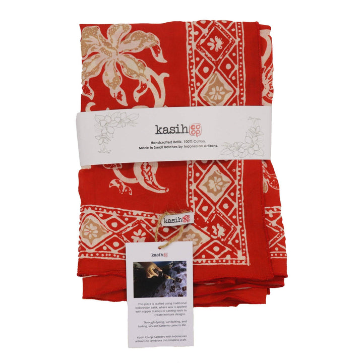 Hand Dyed, Batik Bandana, Fiery Flora, Red, Flower - Meadow Collectivebandana