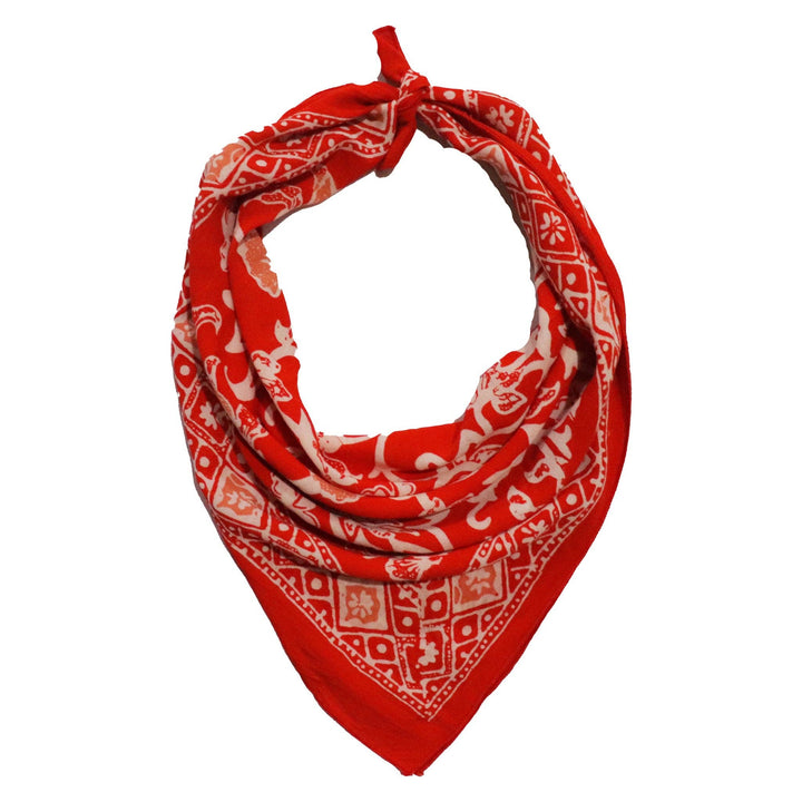 Hand Dyed, Batik Bandana, Fiery Flora, Red, Flower - Meadow Collectivebandana