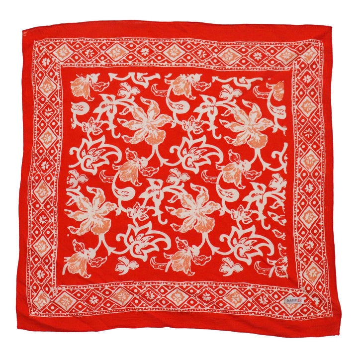 Hand Dyed, Batik Bandana, Fiery Flora, Red, Flower - Meadow Collectivebandana