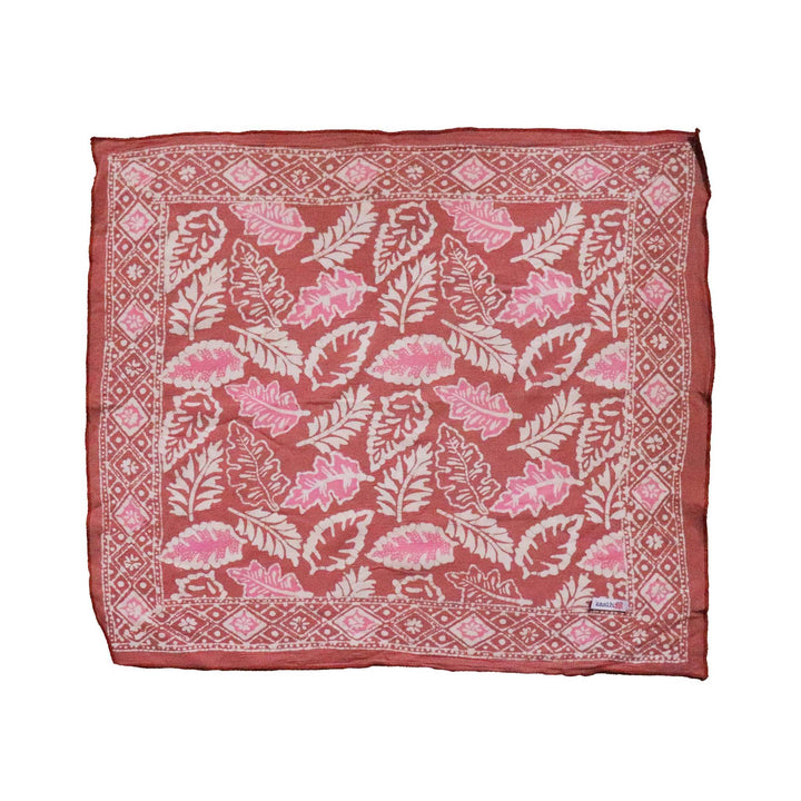 Hand Dyed Batik Bandana, Peach Pink Coral Leaves, Hair Scarf - Meadow Collectivebandana