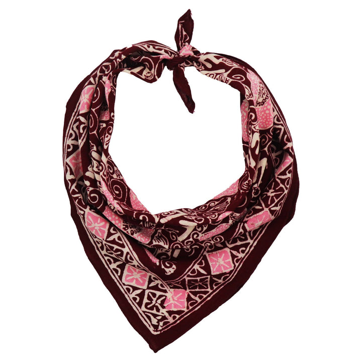 Hand Dyed Batik Bandana, Pink Corpse Flower, Giant Padma, Red, Pink - Meadow Collectivebandana