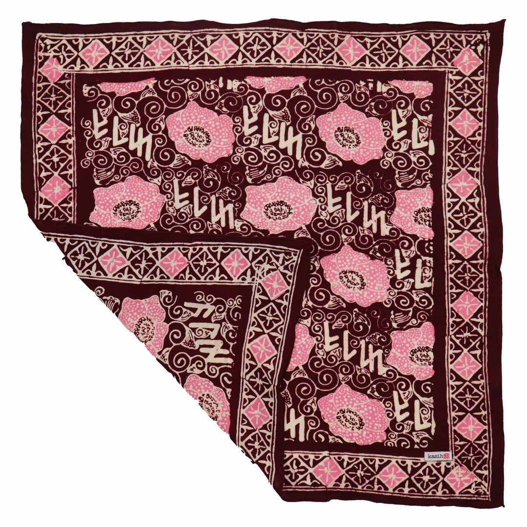 Hand Dyed Batik Bandana, Pink Corpse Flower, Giant Padma, Red, Pink - Meadow Collectivebandana