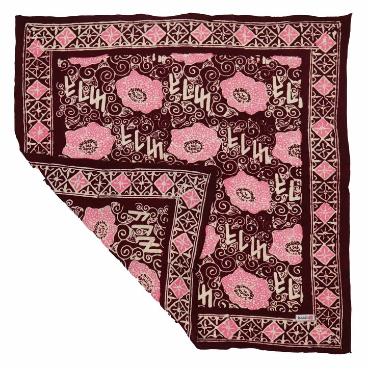 Hand Dyed Batik Bandana, Pink Corpse Flower, Giant Padma, Red, Pink - Meadow Collectivebandana