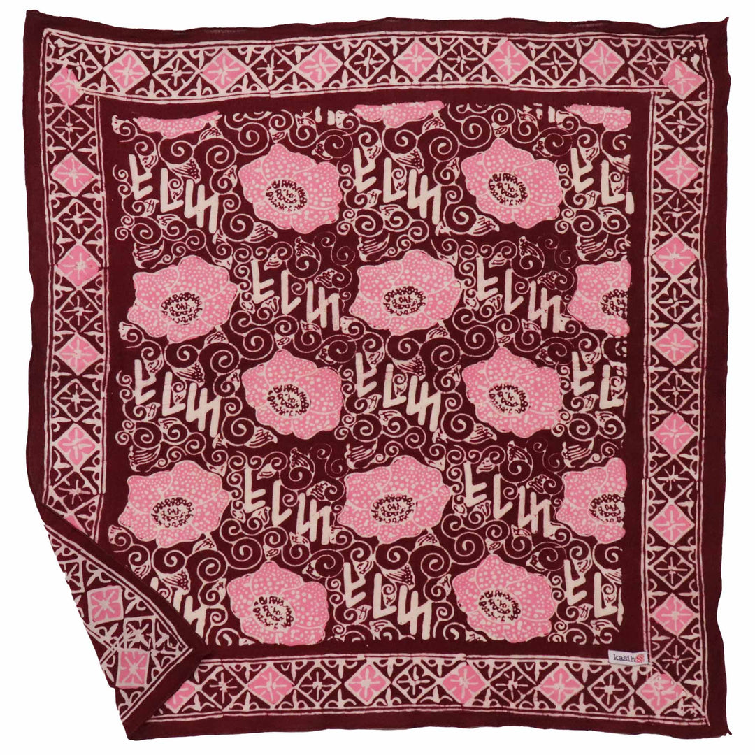 Hand Dyed Batik Bandana, Pink Corpse Flower, Giant Padma, Red, Pink - Meadow Collectivebandana