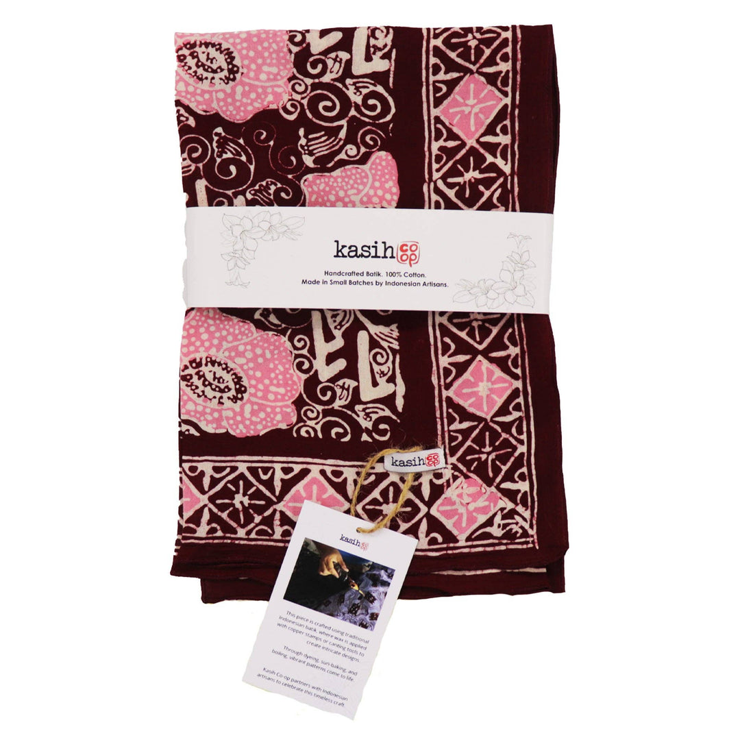 Hand Dyed Batik Bandana, Pink Corpse Flower, Giant Padma, Red, Pink - Meadow Collectivebandana