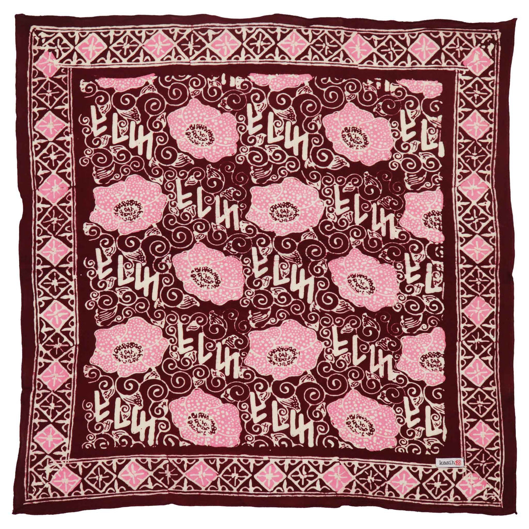 Hand Dyed Batik Bandana, Pink Corpse Flower, Giant Padma, Red, Pink - Meadow Collectivebandana