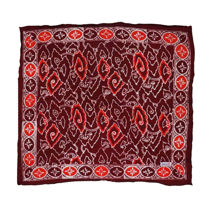 Hand Dyed Batik Bandana, Red Orange Storm, Hair Scarf Wrap, Burgundy - Meadow Collectivebandana