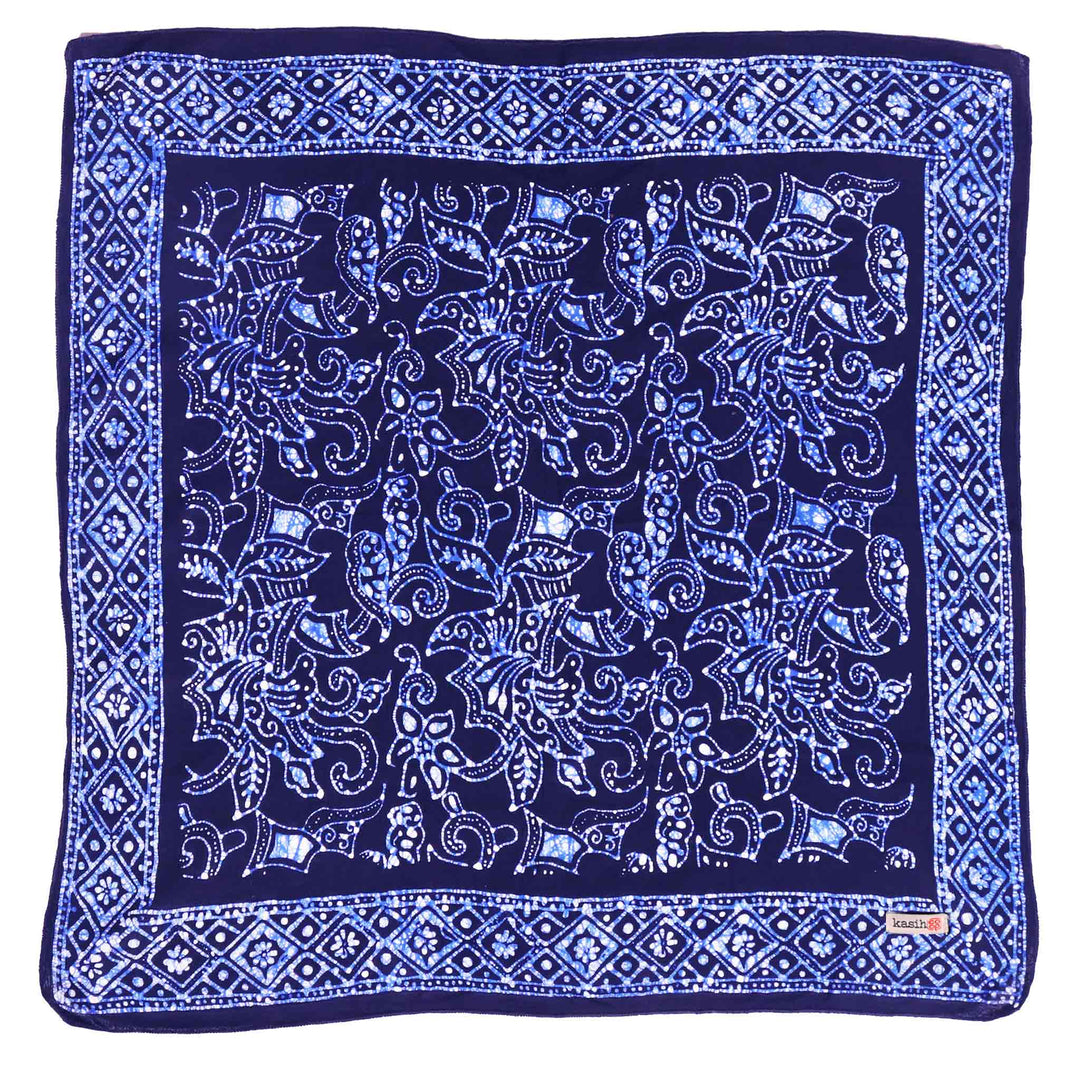 Hand Dyed Batik Bandana, Soft Lightweight Cotton, Navy Blue Wings - Meadow Collectivebandana