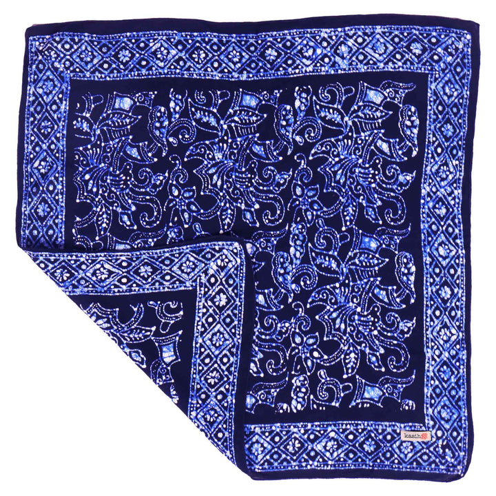Hand Dyed Batik Bandana, Soft Lightweight Cotton, Navy Blue Wings - Meadow Collectivebandana