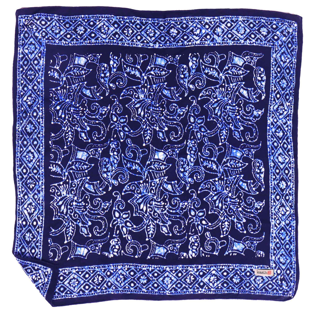 Hand Dyed Batik Bandana, Soft Lightweight Cotton, Navy Blue Wings - Meadow Collectivebandana