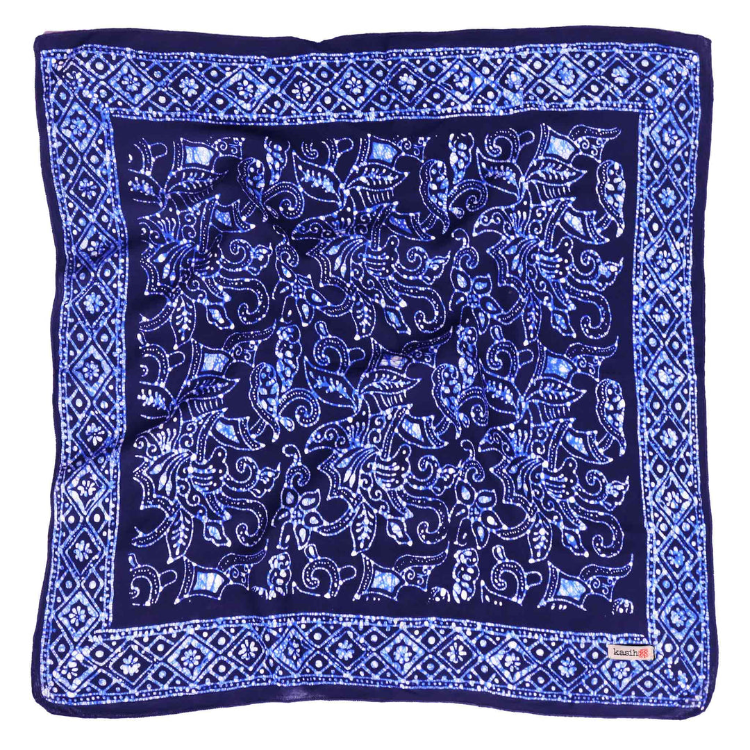 Hand Dyed Batik Bandana, Soft Lightweight Cotton, Navy Blue Wings - Meadow Collectivebandana
