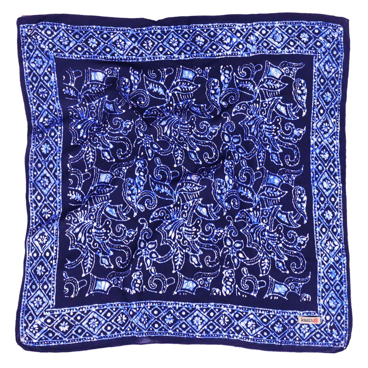 Hand Dyed Batik Bandana, Soft Lightweight Cotton, Navy Blue Wings - Meadow Collectivebandana