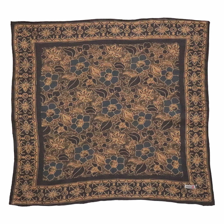 Hand Dyed Batik Bandana Spotted Flower, Grey, Blue, Hair Cover Scarf, Cotton - Meadow Collectivebandana