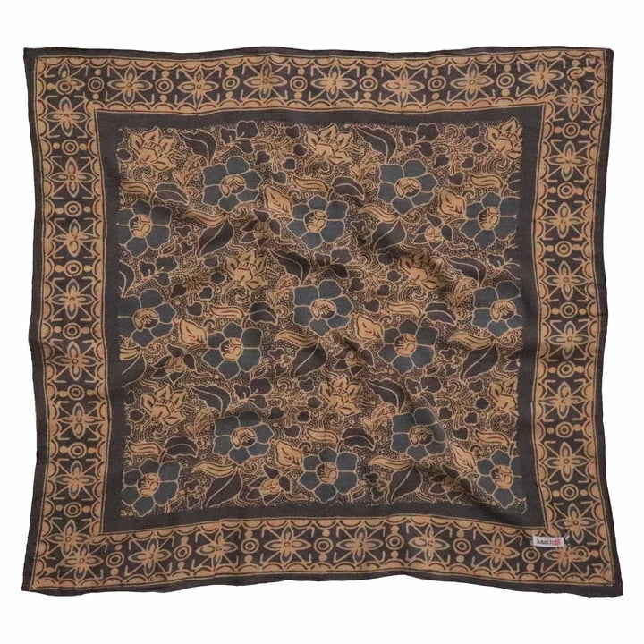 Hand Dyed Batik Bandana Spotted Flower, Grey, Blue, Hair Cover Scarf, Cotton - Meadow Collectivebandana