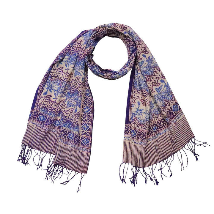 Handmade Batik Scarf - soft Cotton - Vines in Navy Blue - Meadow Collectivescarf