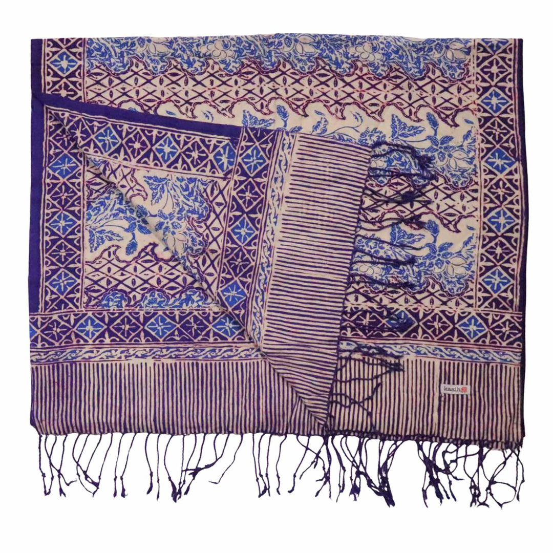 Handmade Batik Scarf - soft Cotton - Vines in Navy Blue - Meadow Collectivescarf