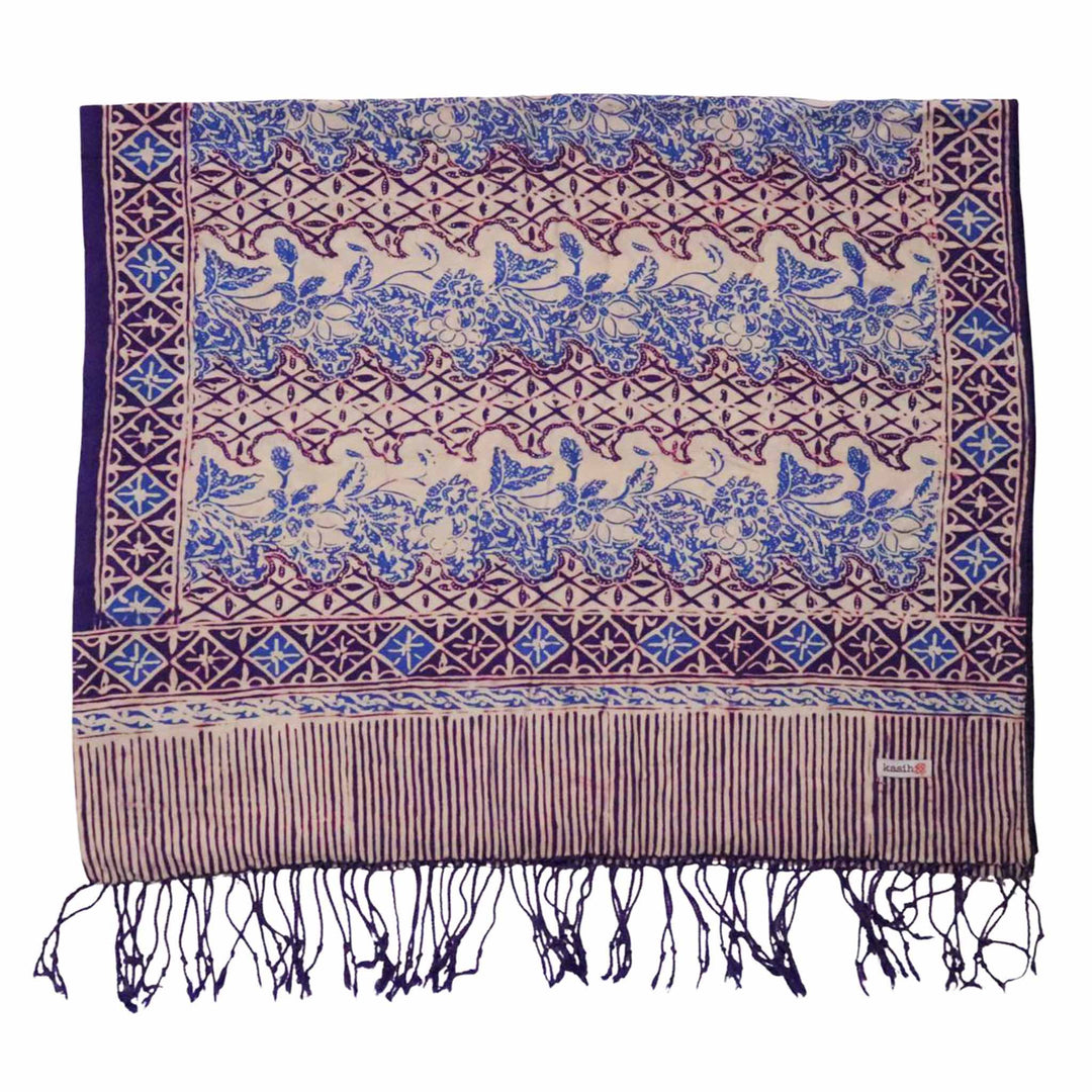 Handmade Batik Scarf - soft Cotton - Vines in Navy Blue - Meadow Collectivescarf
