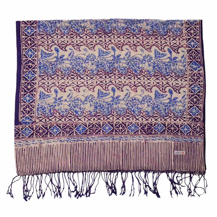 Handmade Batik Scarf - soft Cotton - Vines in Navy Blue - Meadow Collectivescarf