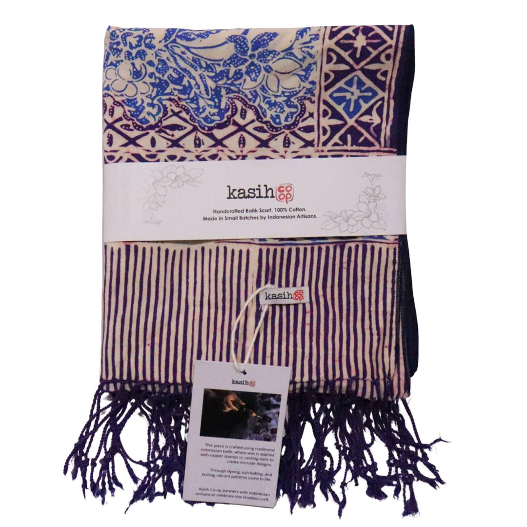 Handmade Batik Scarf - soft Cotton - Vines in Navy Blue - Meadow Collectivescarf