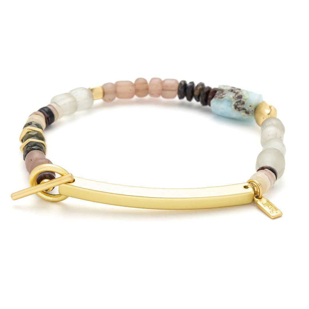 Hidden Message Bracelet - Badass/Larimar/Gold - Meadow Collectivebracelet
