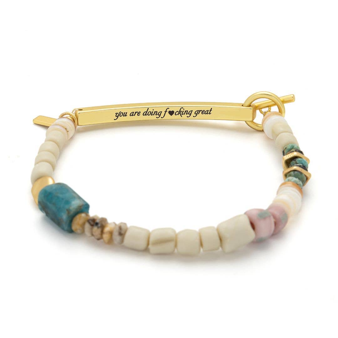 Hidden Message Bracelet - F♥cking Great/Blue Apatite/Gold - Meadow Collectivebracelet